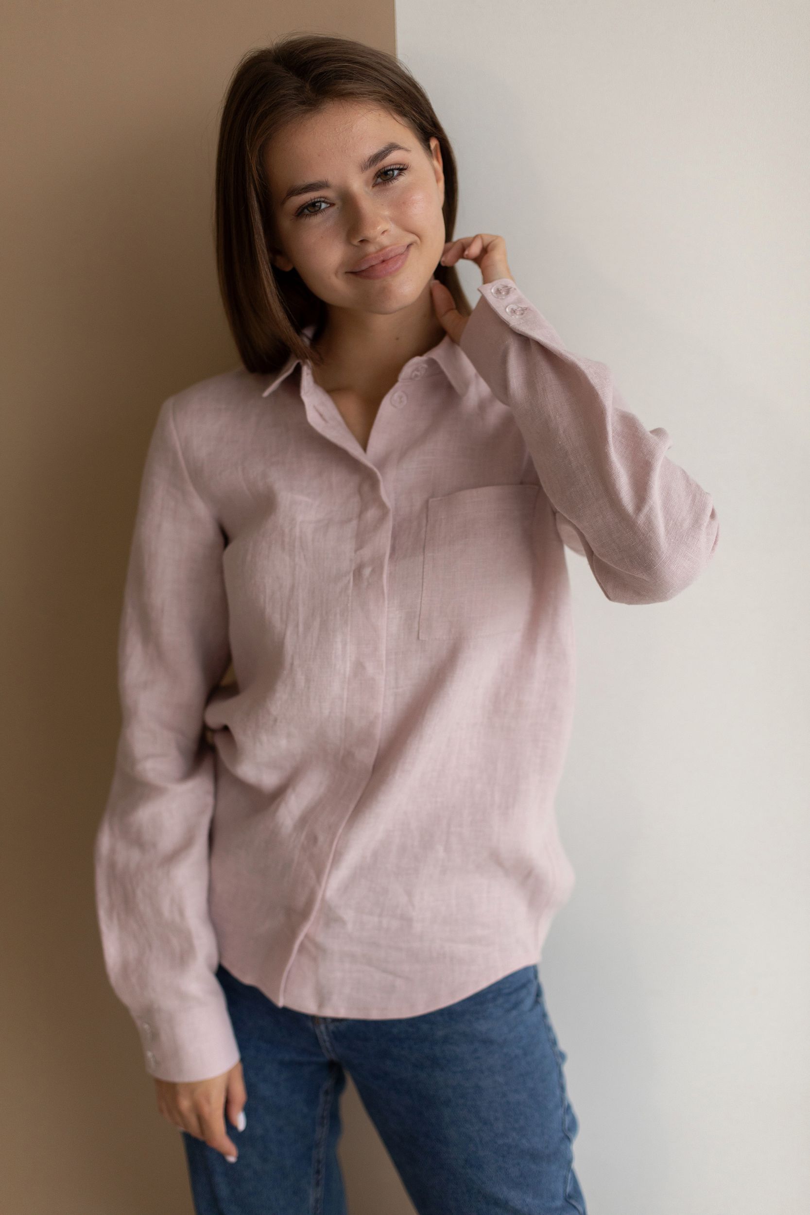 Рубашка Саша светло-розового цвета