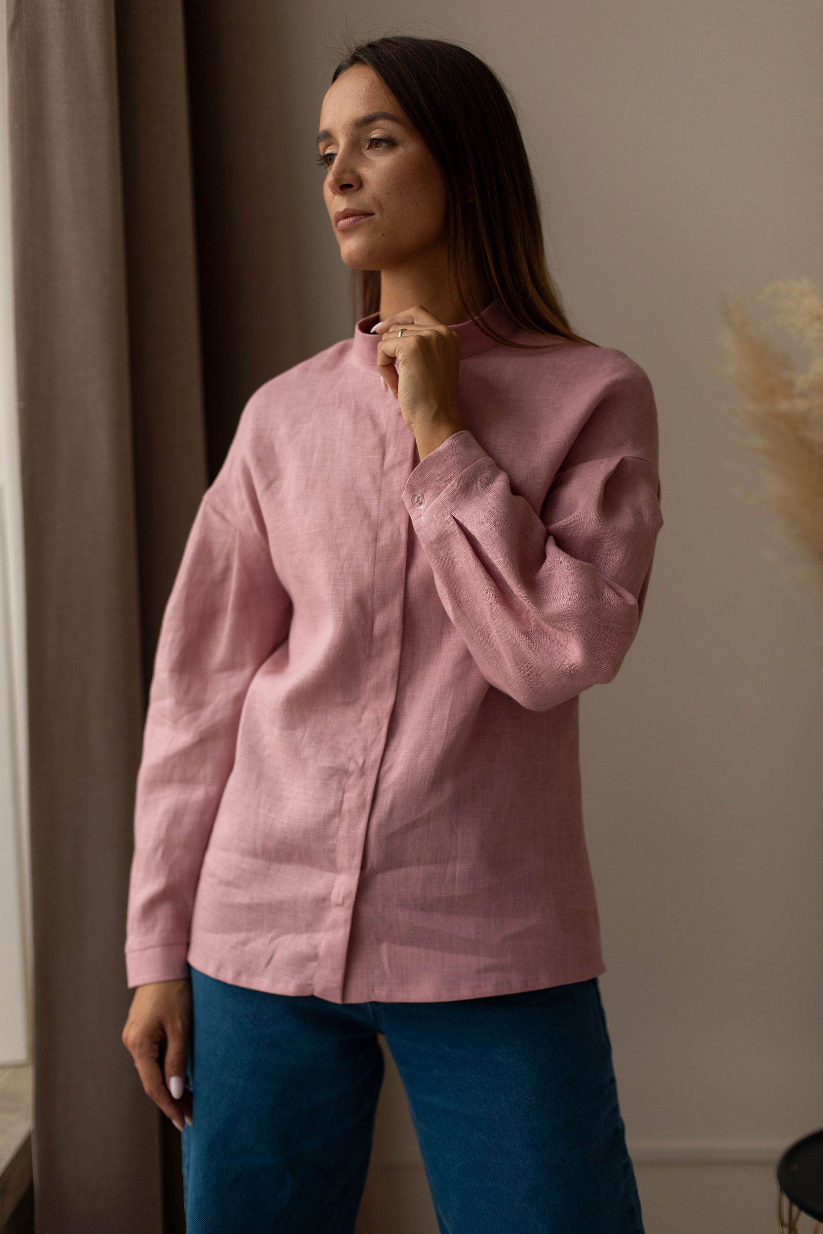 Рубашка Людмила пепельно-розового цвета 