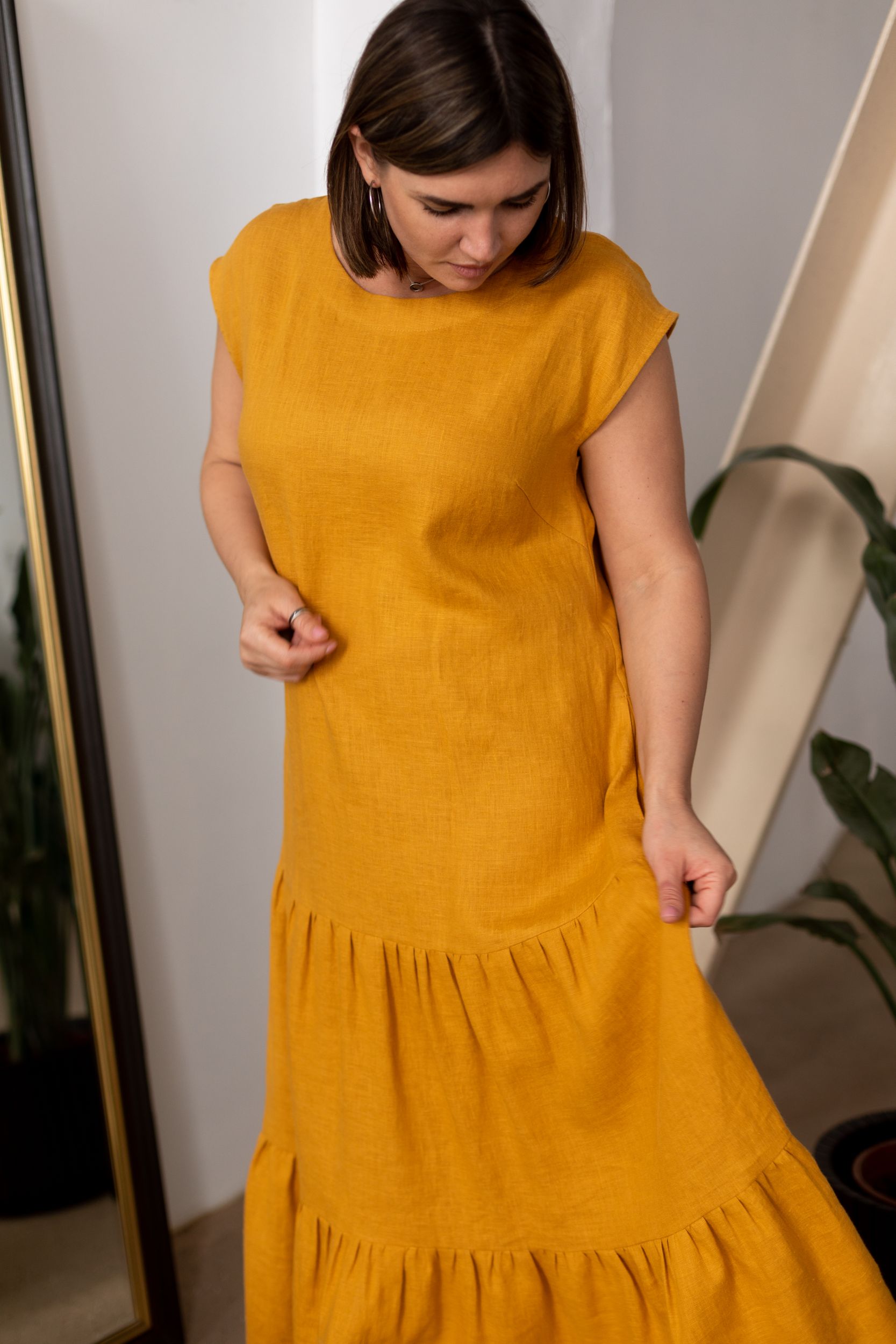 Платье с градиентом Плюс горчичного цвета